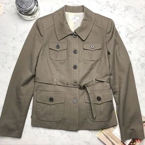 LOFT Button Up Utility Blazer Military Belt Jacket